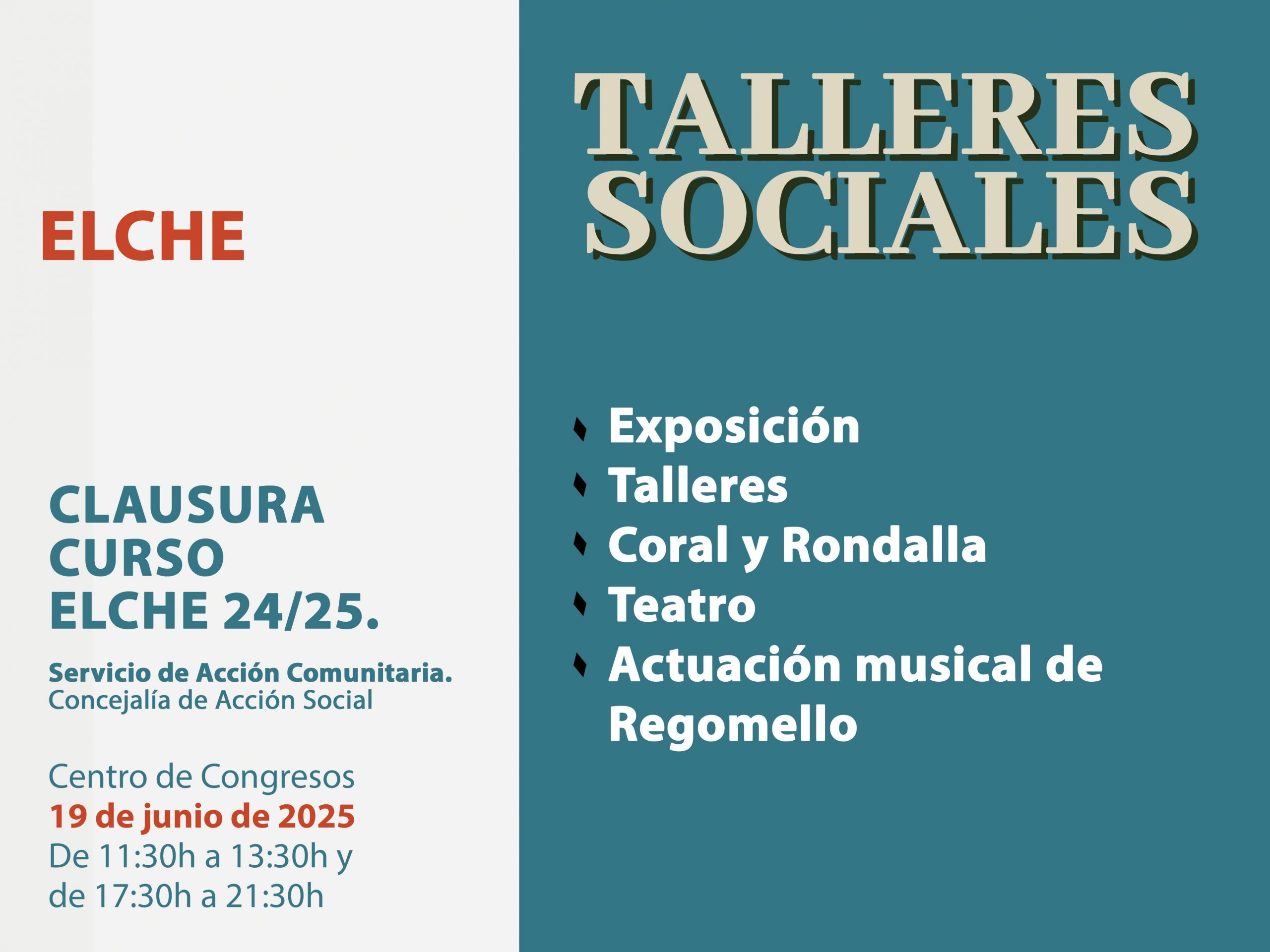 Elche acoge talleres, exposiciones y teatro en la clausura de los talleres sociales